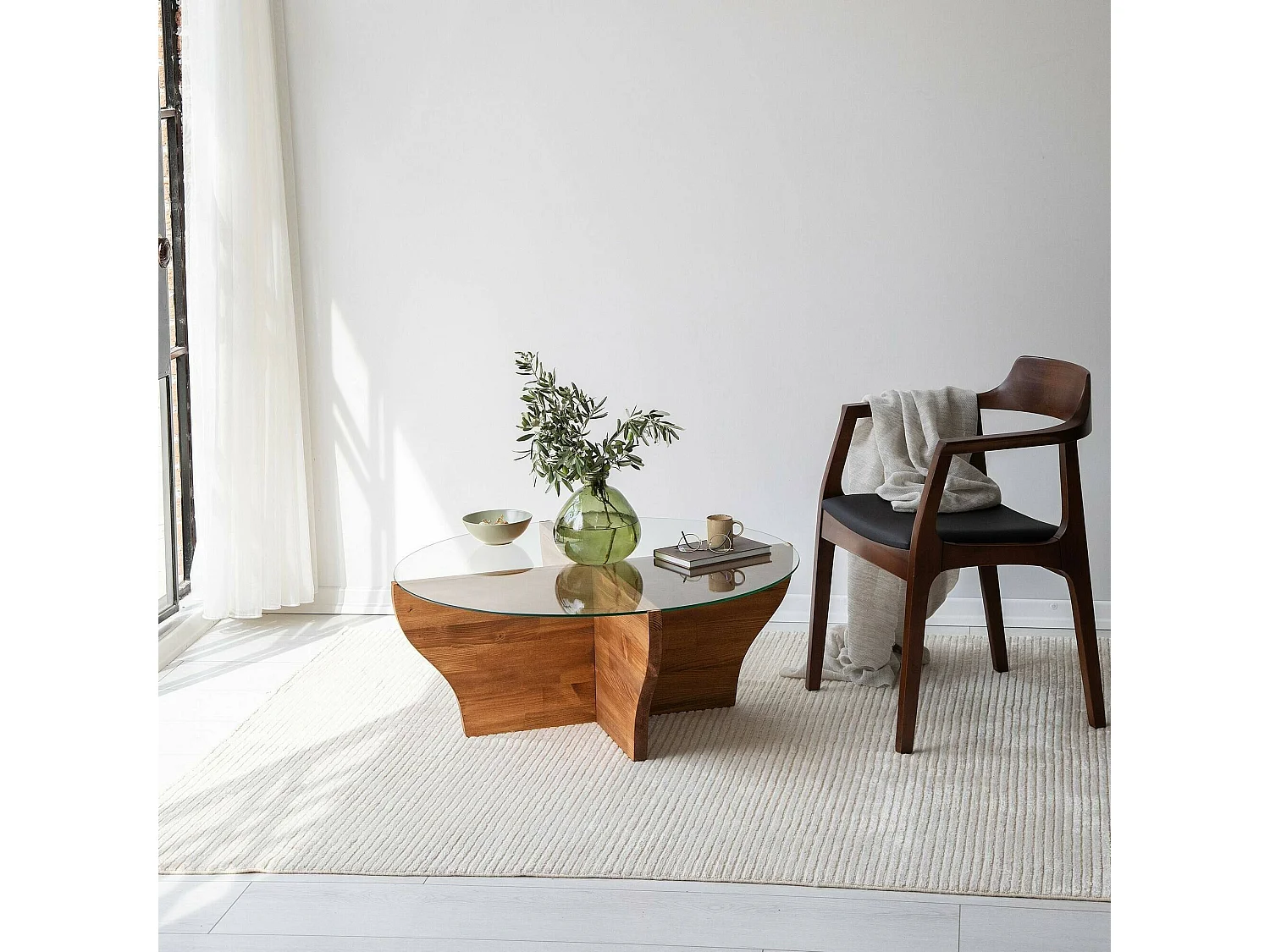 Mesa de café Dborrell, Mesa de centro baja, Revistero para sofá, Estante de la sala de estar, 92x92h36 cm, Roble