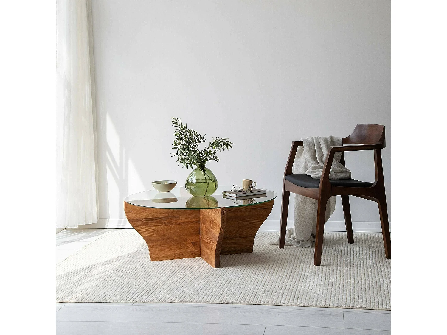 TavLinho de sala de estar Dborrell, Mesa de café, Suporte de revistas para sofá, Prateleira de sala de estar, 92x92h36 cm, Carvalho