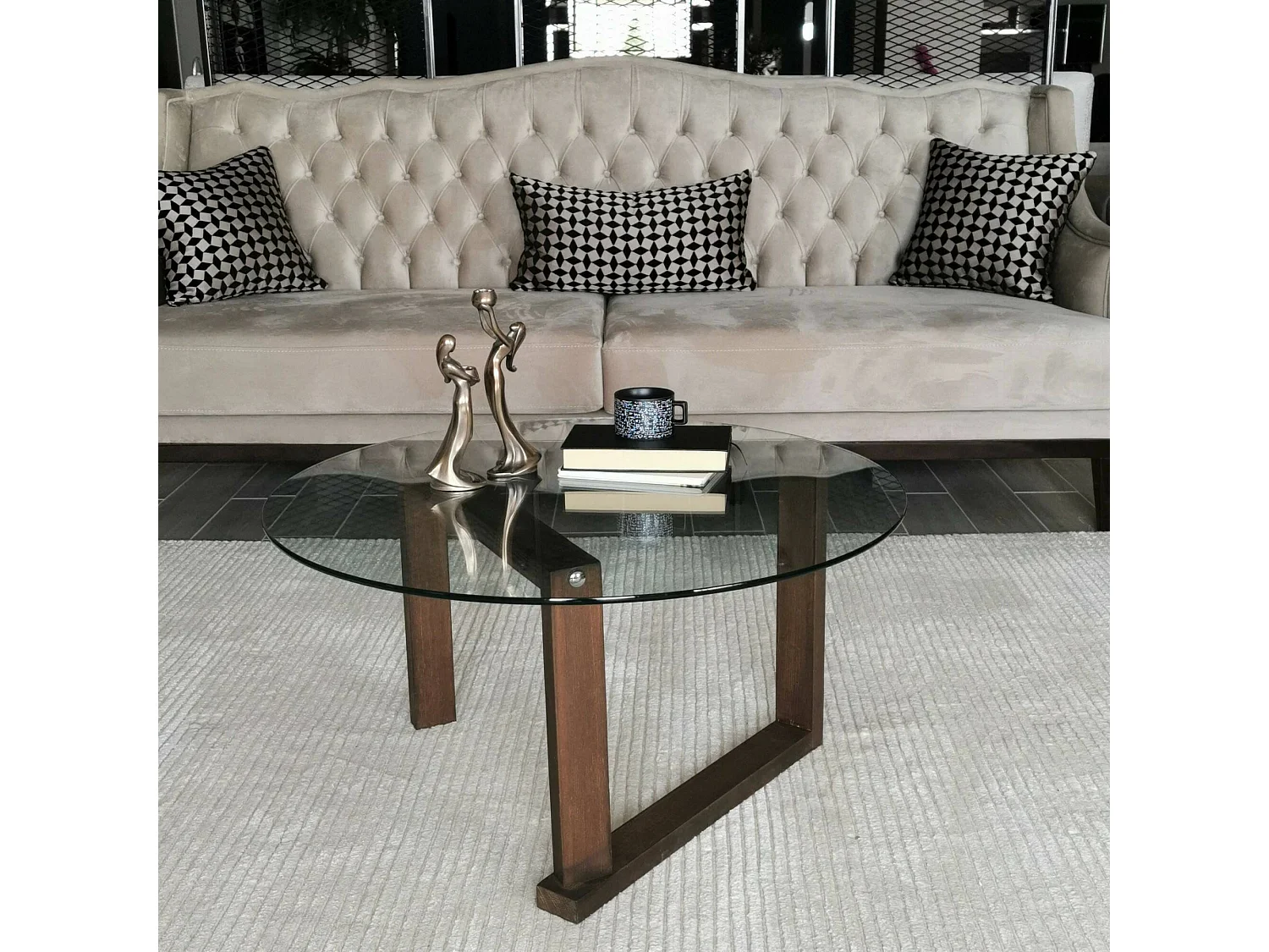 Wohnzimmertisch Dimmobil, Niedriger Wohnzimmertisch, Kaffeeregal, Couchtisch für Sofa, 80x80h41 cm, Nussbaum