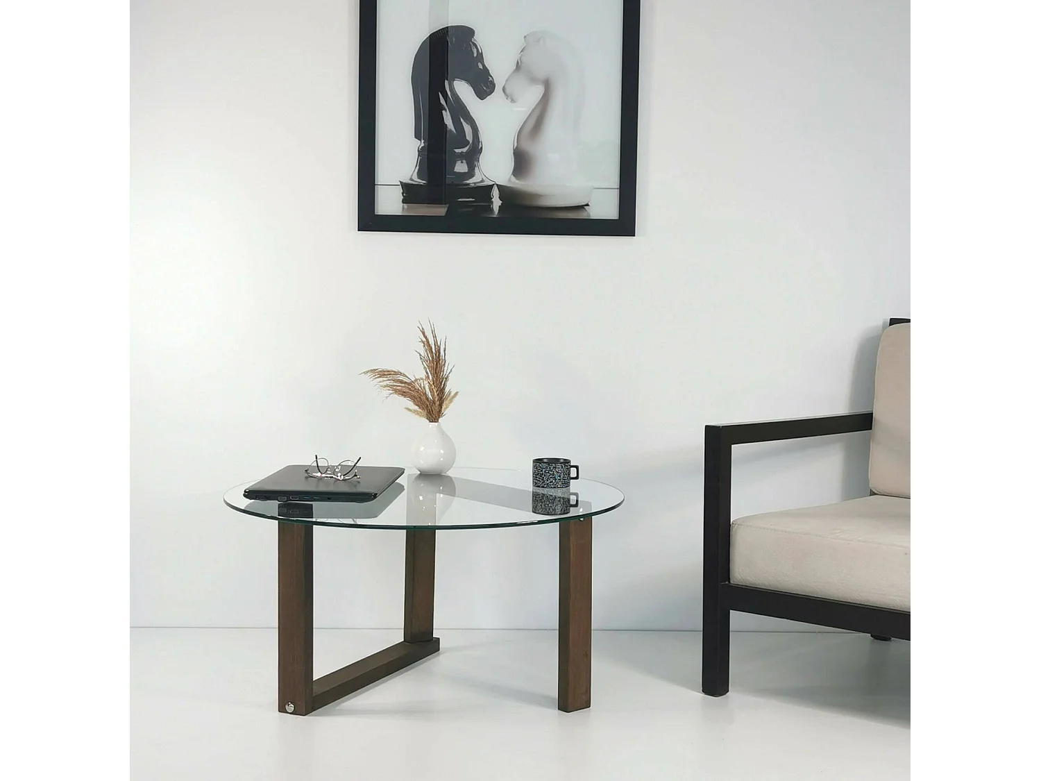 Dmora - Tavolino da salotto Ragia, 80x80h41 cm, Noce