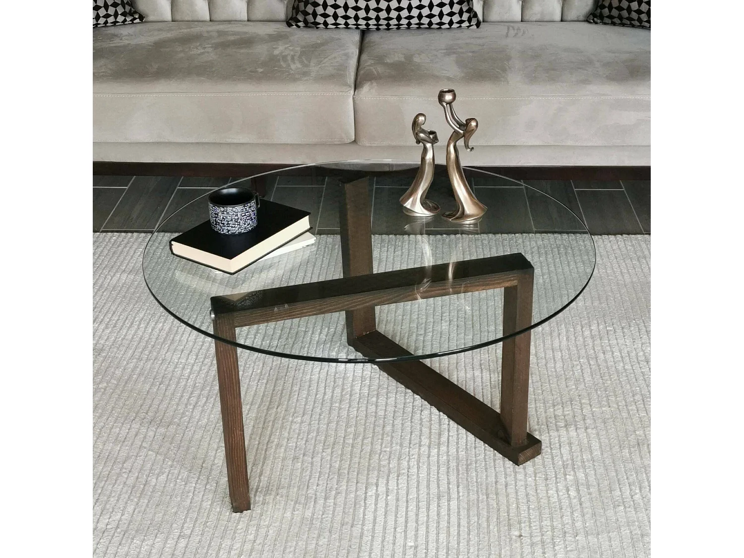 Mesa de centro Dimmobil, Mesa de café, Suporte para sofá, Prateleira para sala de estar, 80x80h41 cm, Nogueira