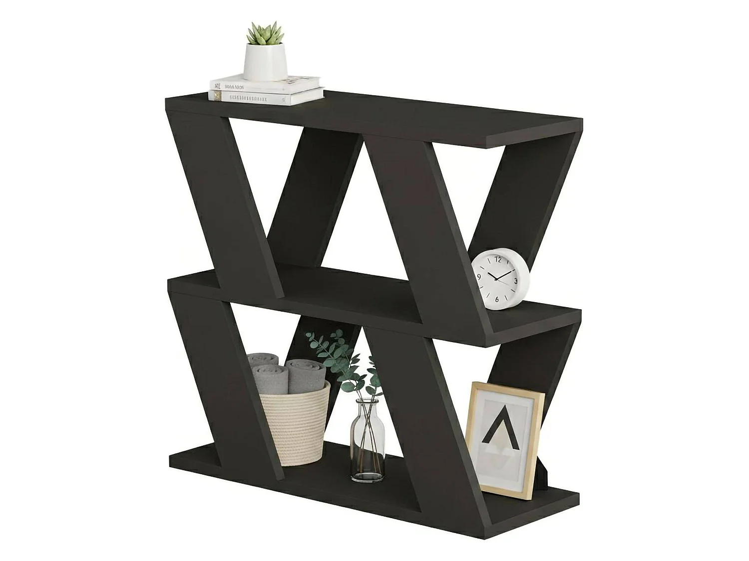 Table basse Thalia, Table basse, Porte-revues pour canapé, Etagère de salon, 60x22h57 cm, Anthracite