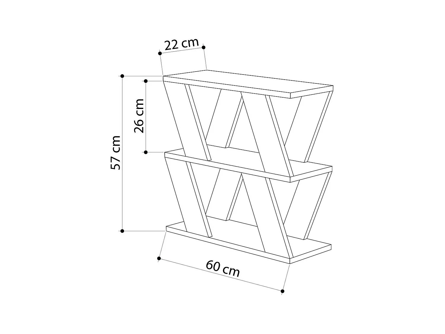 Table basse Thalia, Table basse, Porte-revues pour canapé, Etagère de salon, 60x22h57 cm, Anthracite