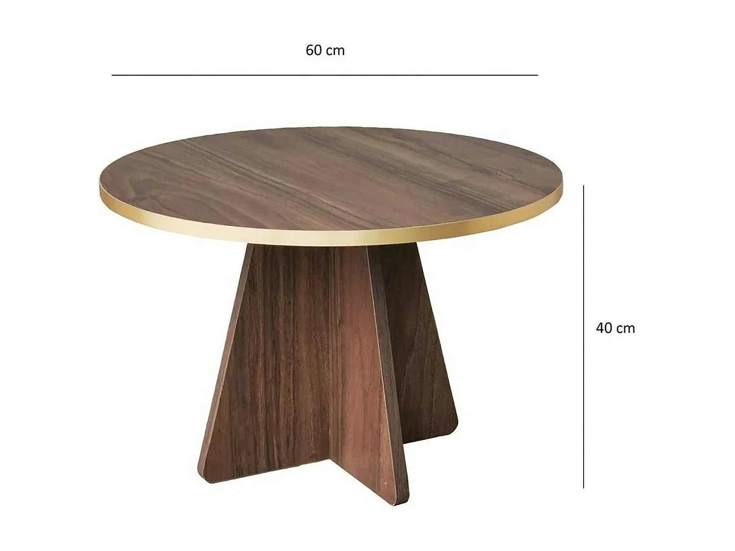 Dkluiver-saftoontafel, koffietafel, bankrishouder, woonkamerplank, 60x60h40 cm, goud en walnoot