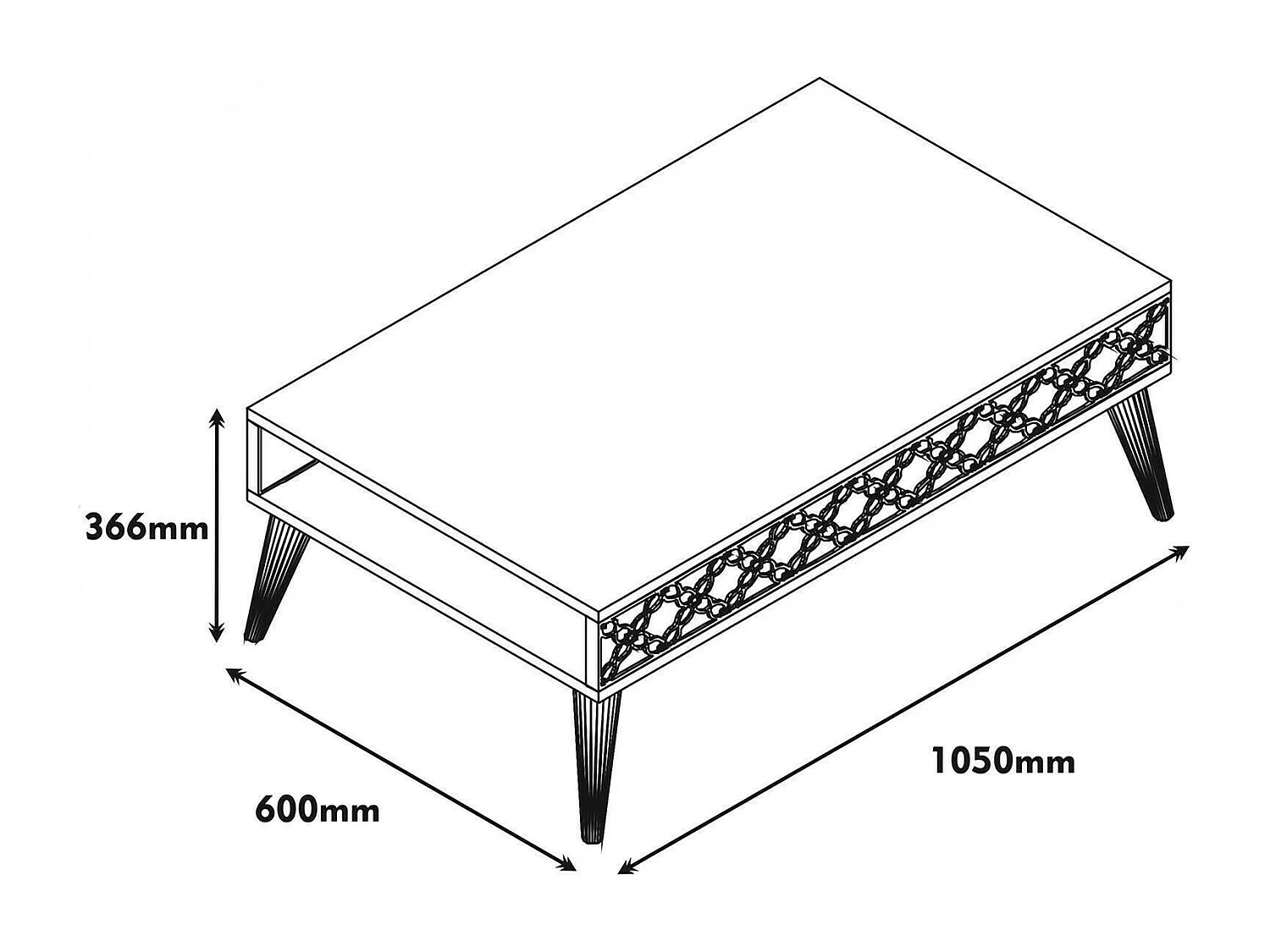 Mesa de sala de estar Dplant, Mesa de café, Suporte de revistas para sofá, Prateleira para sala de estar, 105x60h37 cm, Noz e Branco
