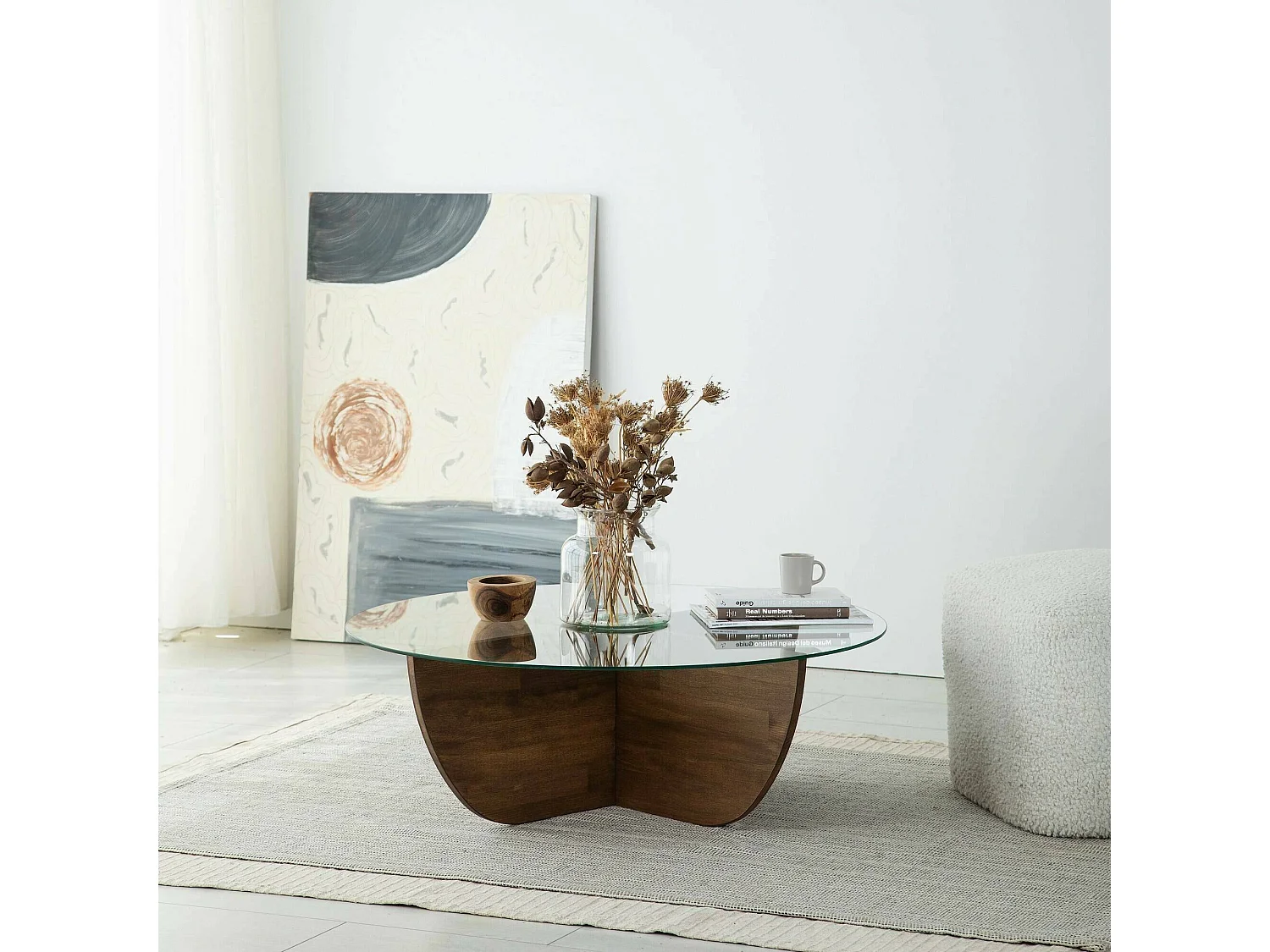 SaaltjeTto Dpere, Koffietafel, bankrek, woonkamerplank, 90x90h30 cm, Walnoot