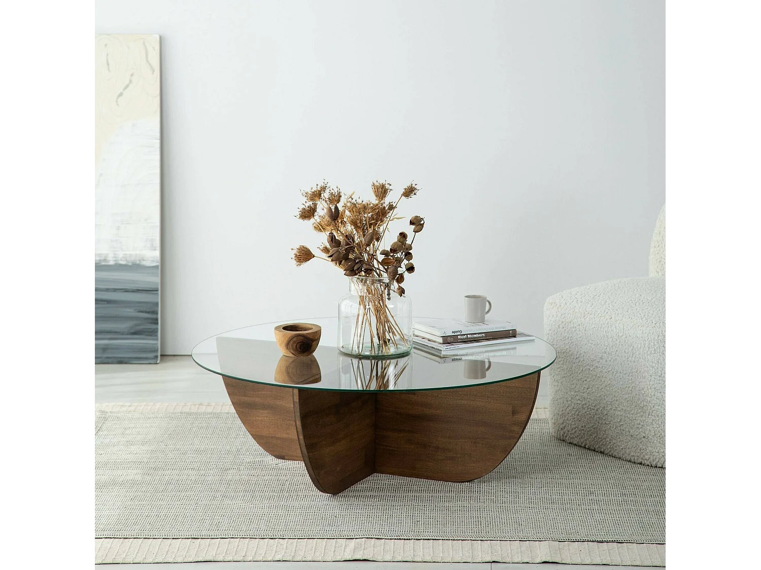 SaaltjeTto Dpere, Koffietafel, bankrek, woonkamerplank, 90x90h30 cm, Walnoot