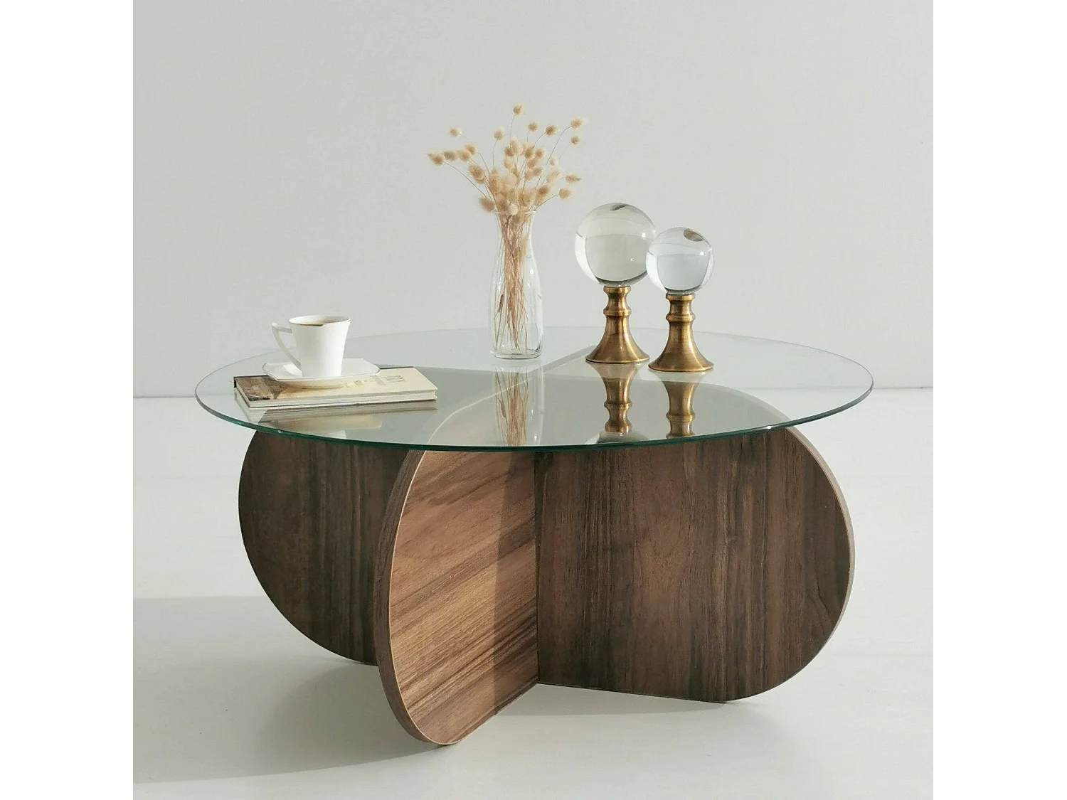 Wohnzimmertisch Dalcibiad, Niedriger Wohnzimmertisch, Kaffeeregal, Couchtisch für Sofa, 75x75h35 cm, Nussbaum