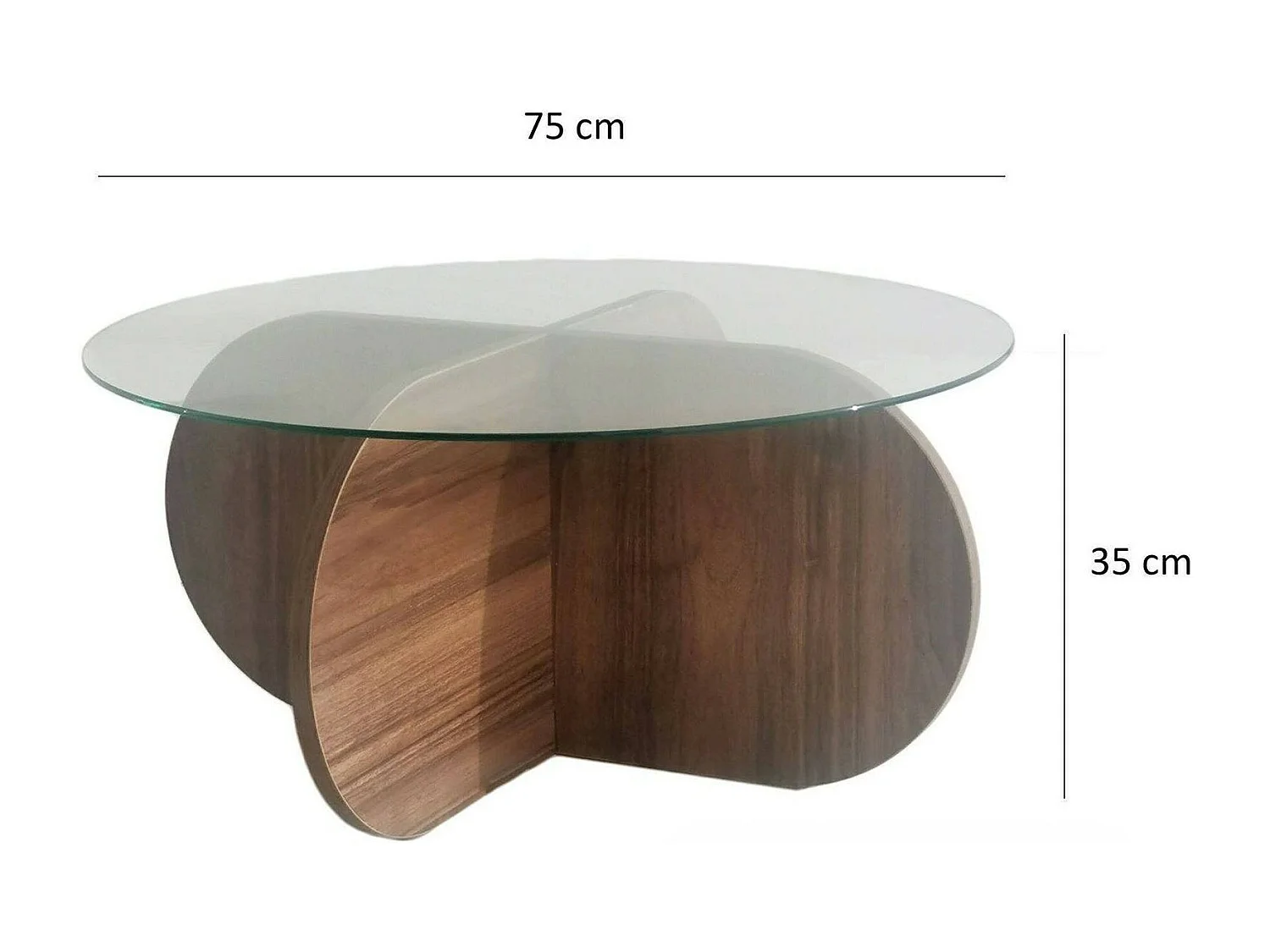 Table basse Gliese, Table basse, Porte-revues pour canapé, Etagère de salon, 75x75h35 cm, Noyer