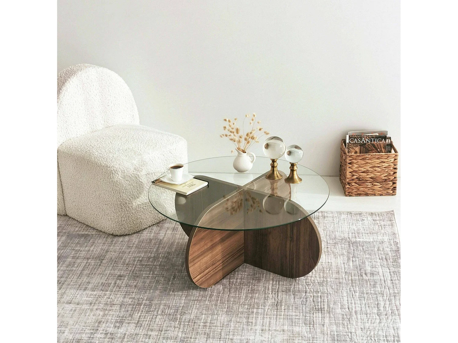 Dalcibiad-safeeltafel, Koffietafeltafel, Softa-entafelhouder, Aanrecht, 75x75h35 cm, Walnoot