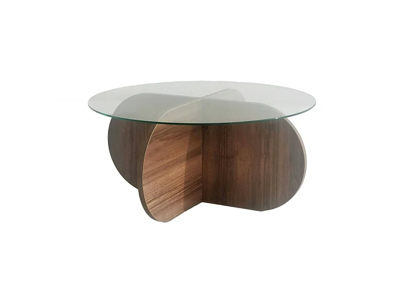 Wohnzimmertisch Dalcibiad, Niedriger Wohnzimmertisch, Kaffeeregal, Couchtisch für Sofa, 75x75h35 cm, Nussbaum