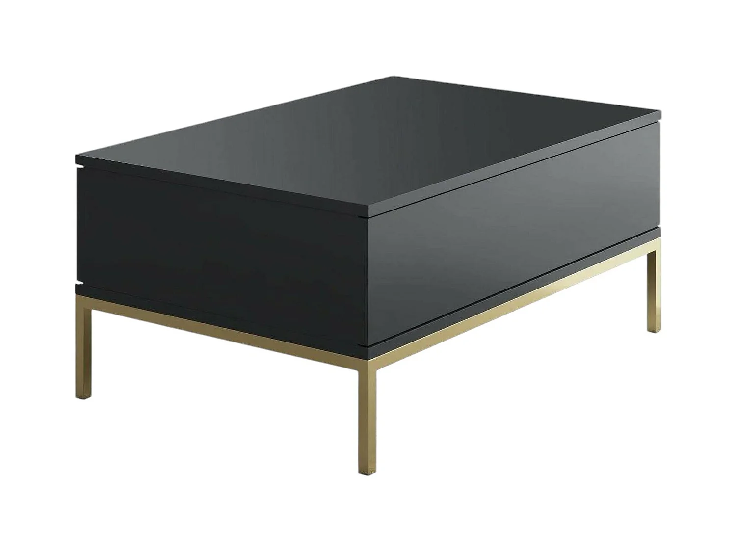 Table basse Antares, Table basse, Porte-revues pour canapé, Etagère de salon, 90x60h40 cm, Anthracite et Or