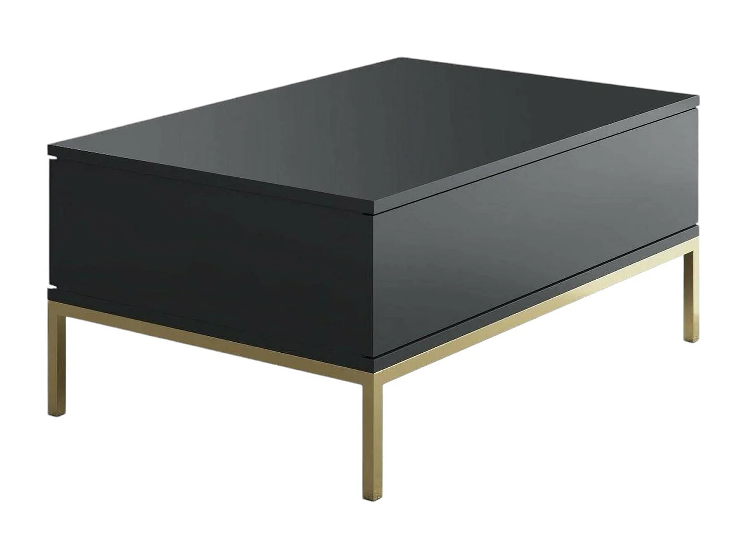 Mesa de café Dfiamozz, Mesa de centro baja, Revistero para sofá, Estante de la sala de estar, 90x60h40 cm, Antracita y Oro