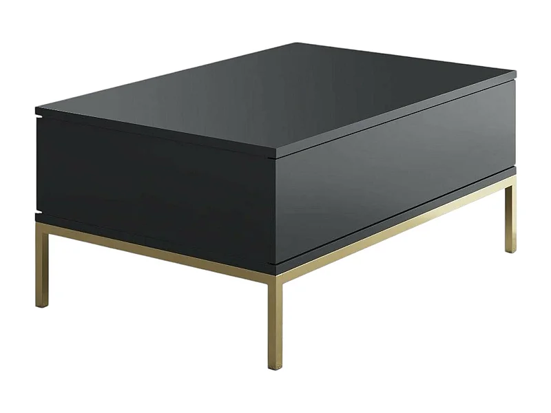 Wohnzimmertisch Dfiamozz, Niedriger Wohnzimmertisch, Kaffeeregal, Couchtisch für Sofa, 90x60h40 cm, Anthrazit und Gold