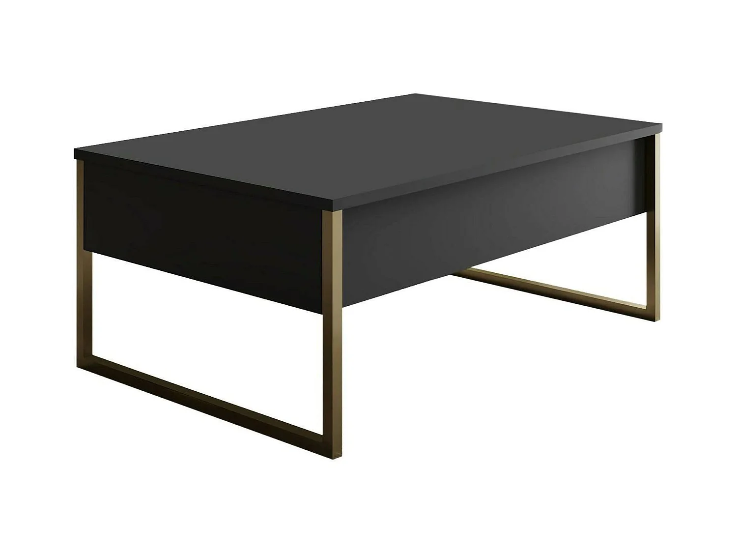 Dgiagnon-satalgetafel, koffietafel, banktafel, woonkamerplank, 90x60h40 cm, antraciet en goud