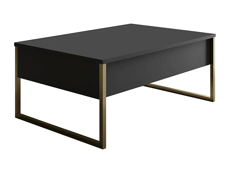 Dmora - Tavolino da salotto Lavinia, 90x60h40 cm, Antracite e Oro