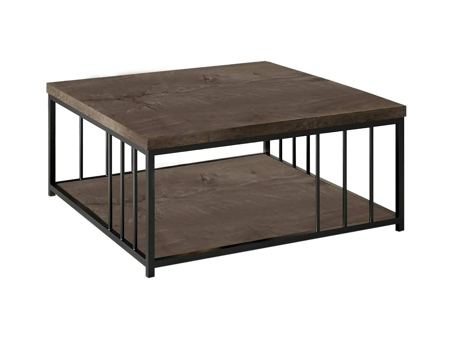 Dfedrizz Salontafel, Salontafel, Review RackEn voor bank, Woonkamerplank, 90x90h40 cm, Walnoot en Zwart