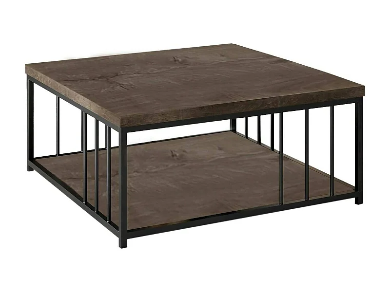 Dmora - Tavolino da salotto Raiden, 90x90h40 cm, Noce e Nero