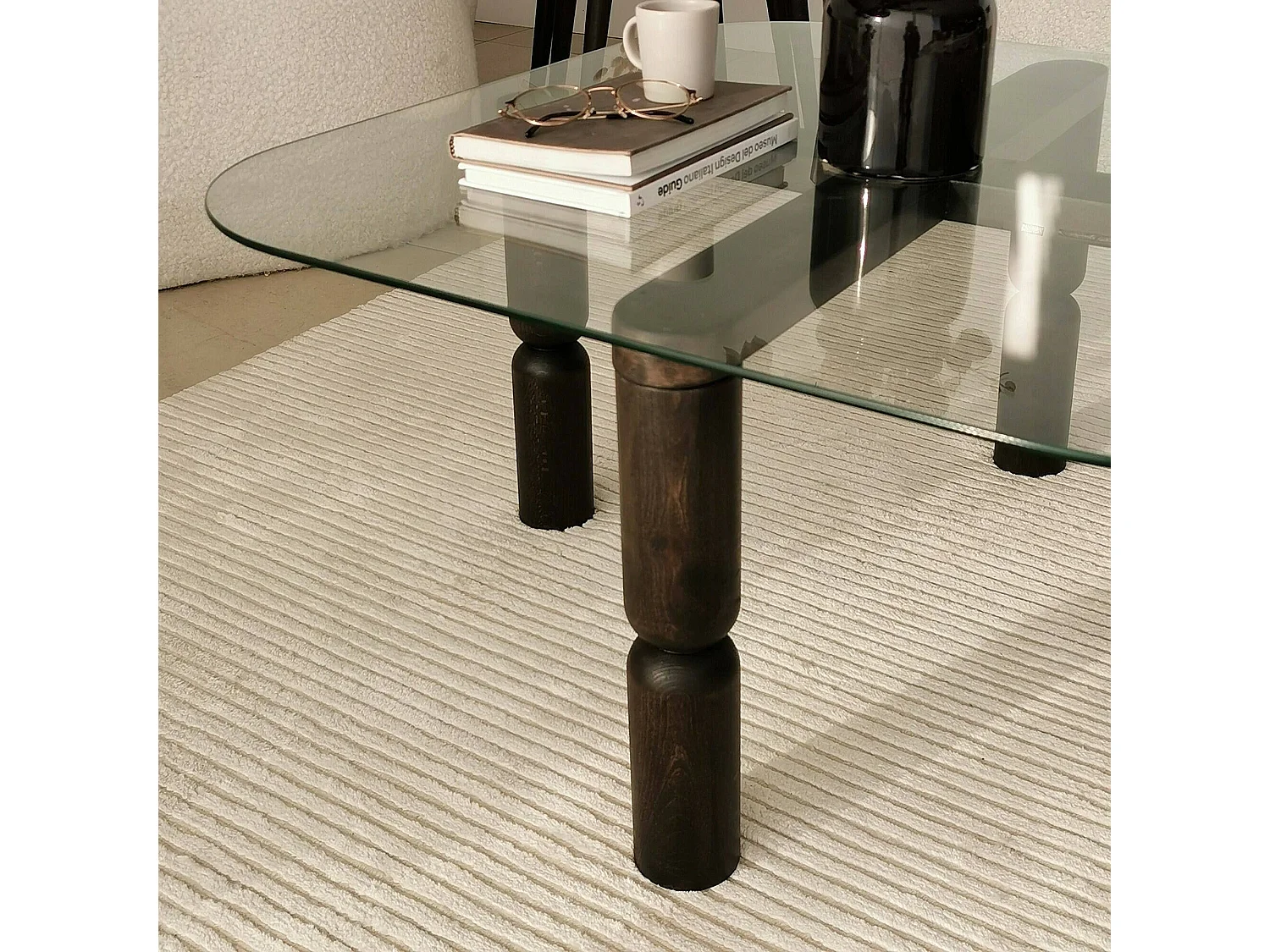 TafelDpervers Woonkamer, Salontafel, Sofa Review Rack, Woonkamer Plank, 80x80h40 cm, Antraciet en Transparant