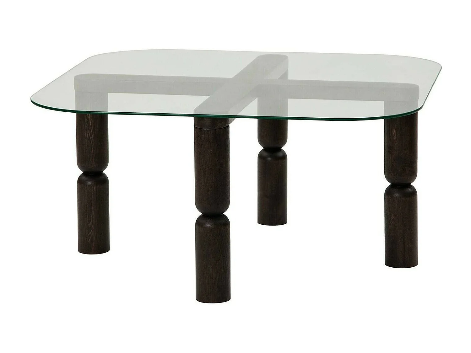 Wohnzimmertisch Dpervers, Niedriger Wohnzimmertisch, Kaffeeregal, Couchtisch für Sofa, 80x80h40 cm, Anthrazit und Transparent