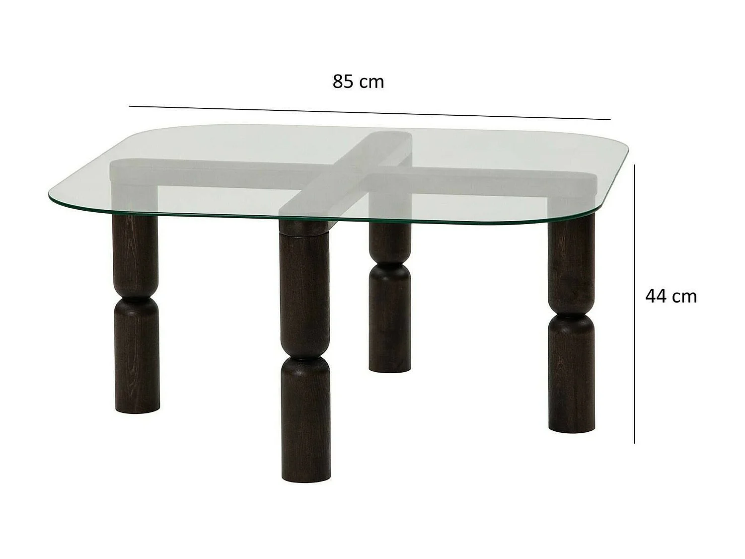 Wohnzimmertisch Dpervers, Niedriger Wohnzimmertisch, Kaffeeregal, Couchtisch für Sofa, 80x80h40 cm, Anthrazit und Transparent