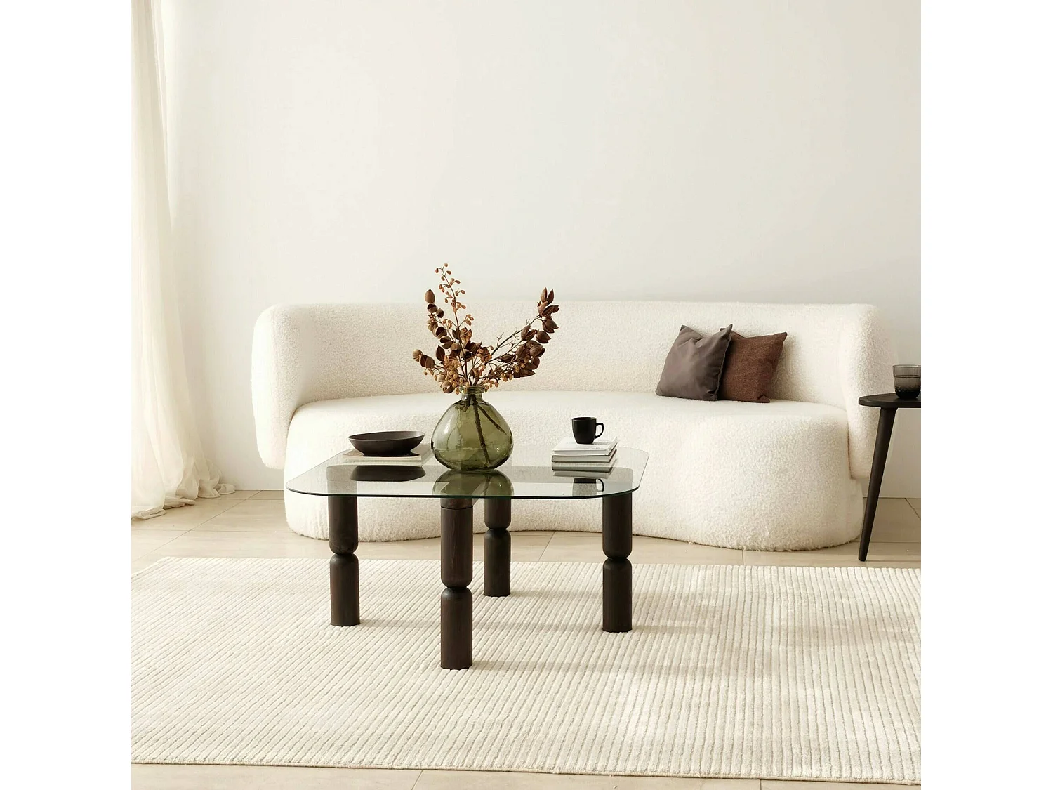 Wohnzimmertisch Dpervers, Niedriger Wohnzimmertisch, Kaffeeregal, Couchtisch für Sofa, 80x80h40 cm, Anthrazit und Transparent