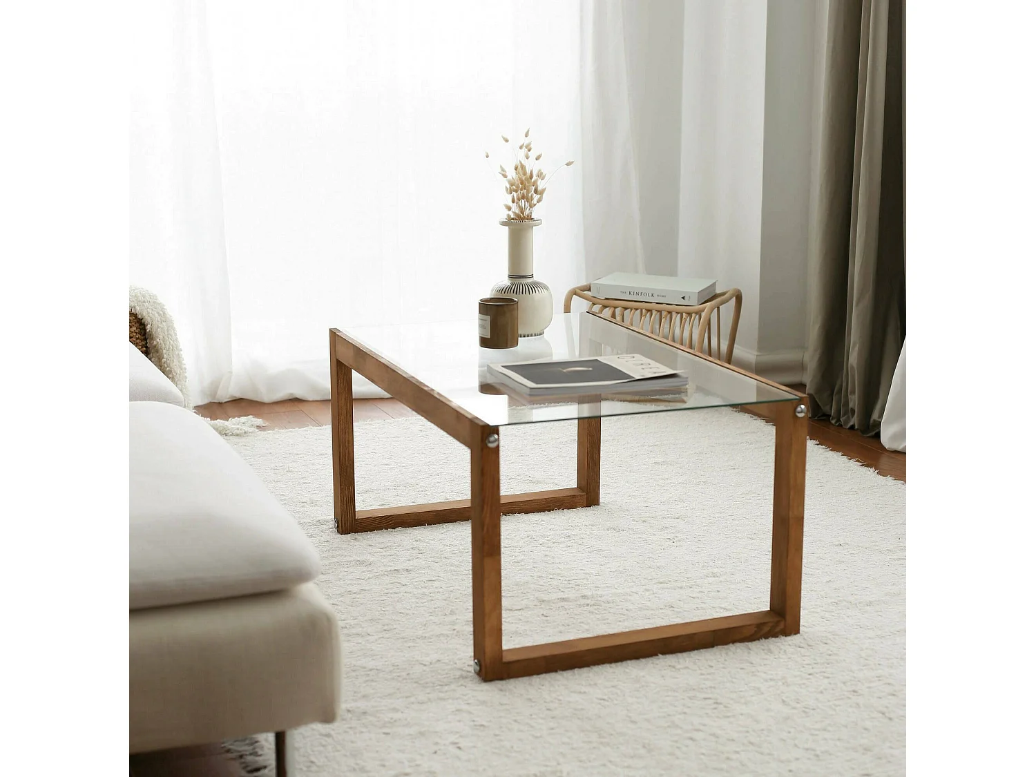 Table basse Gomeisa, Table basse, Porte-revues pour canapé, Etagère de salon, 85x55h40 cm, Chêne