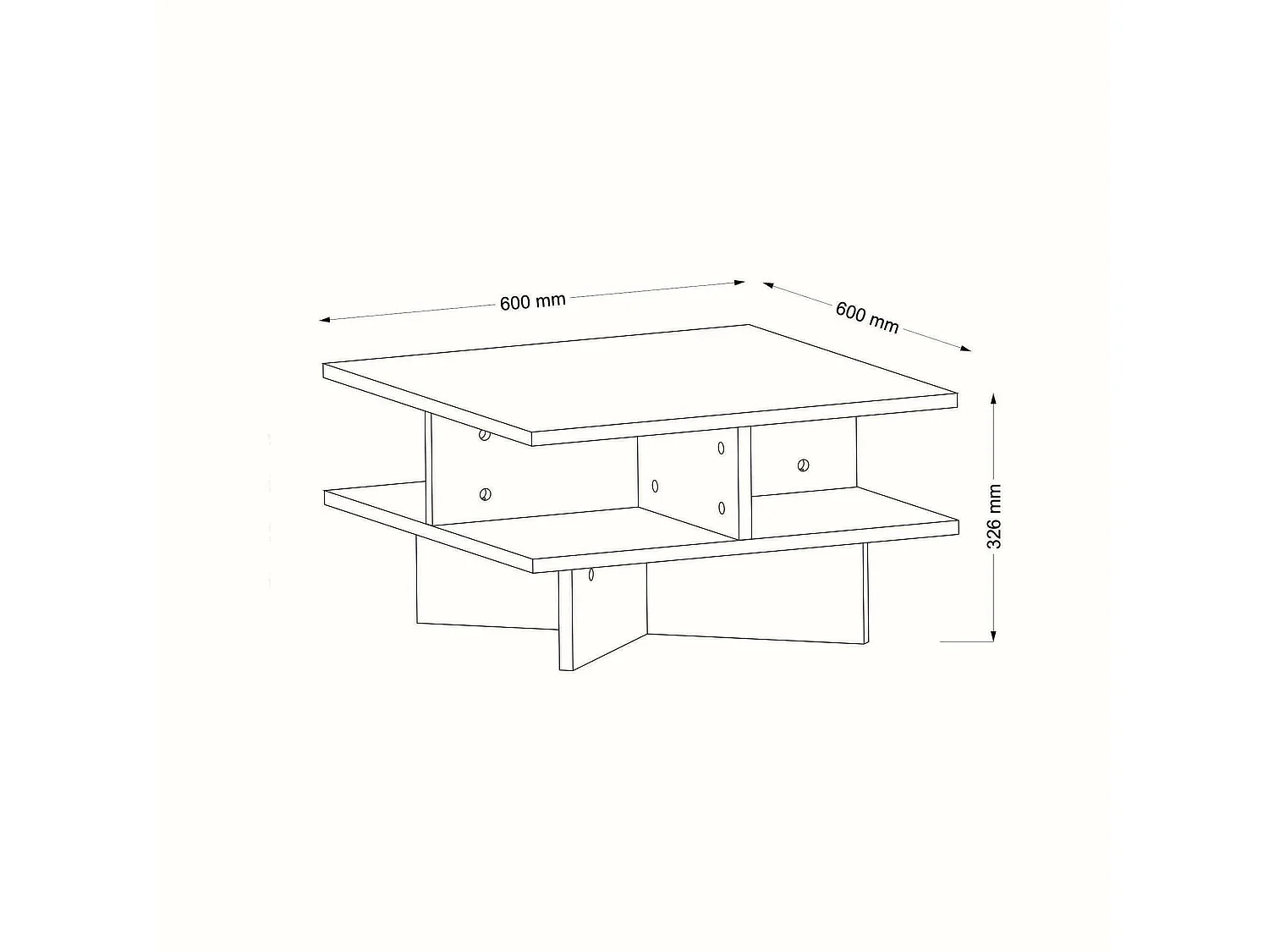 Table basse Mufrid, Table basse, Porte-revues pour canapé, Etagère de salon, 60x60h31 cm, Noyer et Blanc
