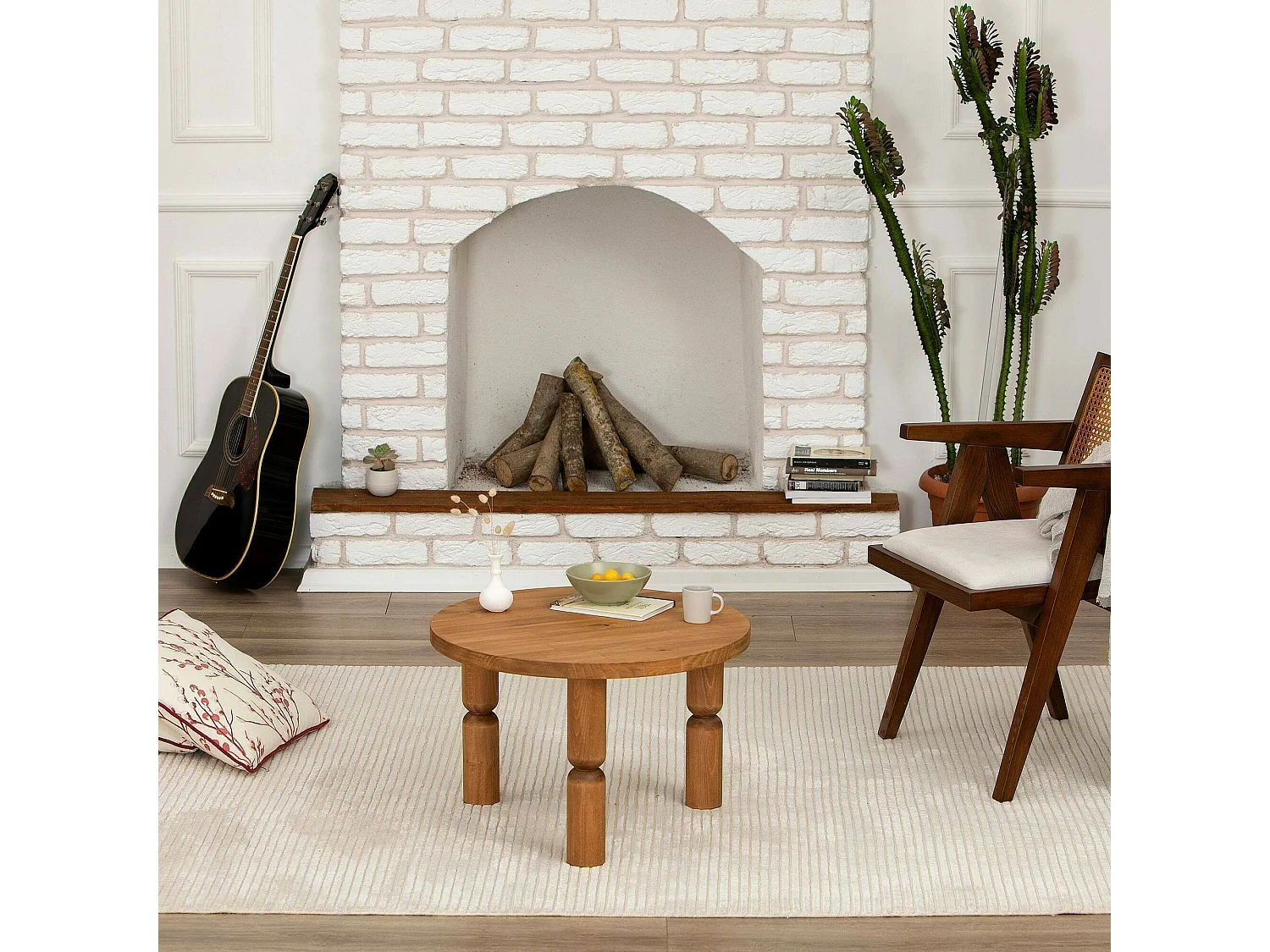 Table basse Pallas, Table basse, Porte-revues pour canapé, Etagère de salon, 60x60h40 cm, Chêne