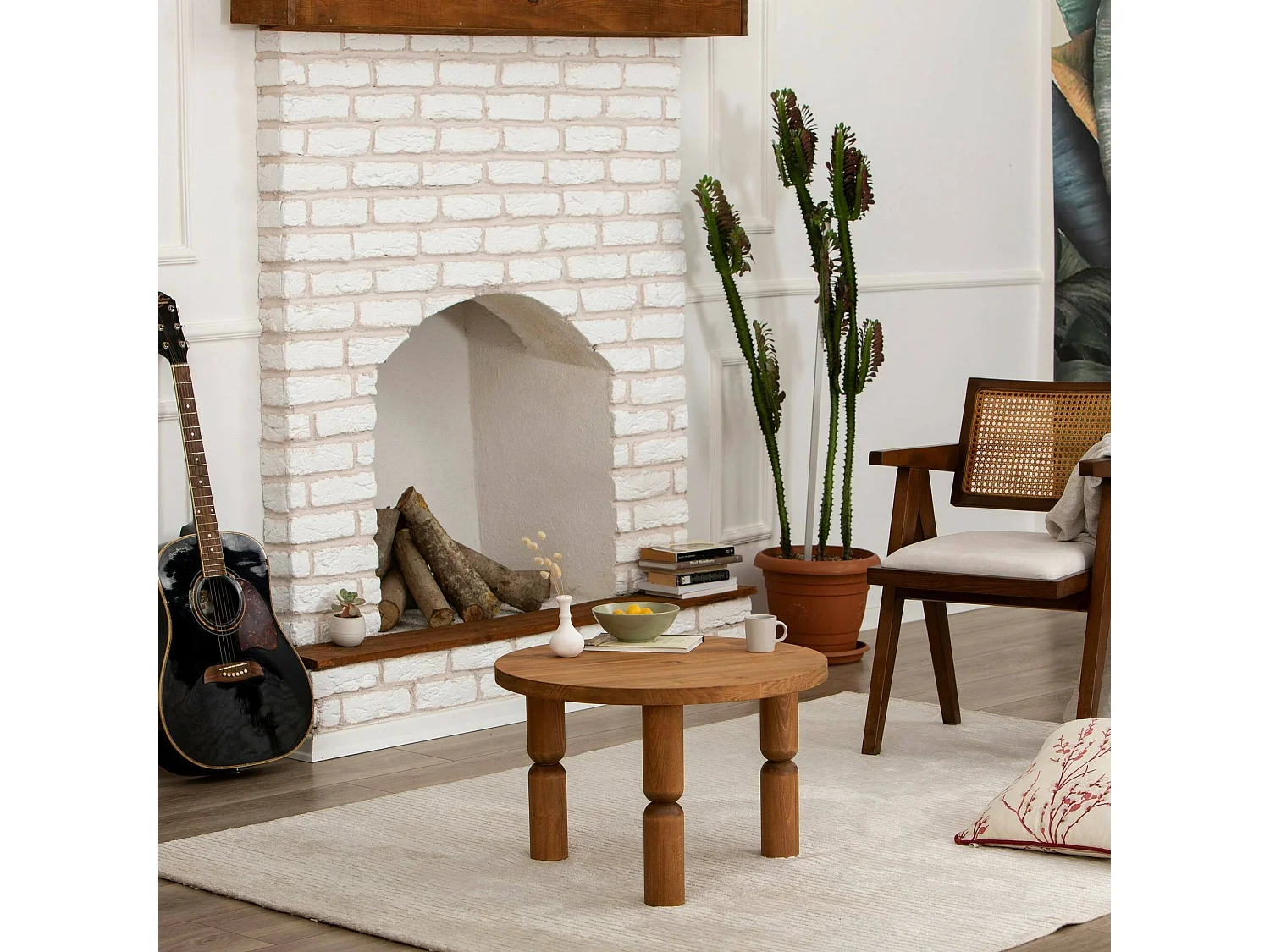 Table basse Pallas, Table basse, Porte-revues pour canapé, Etagère de salon, 60x60h40 cm, Chêne