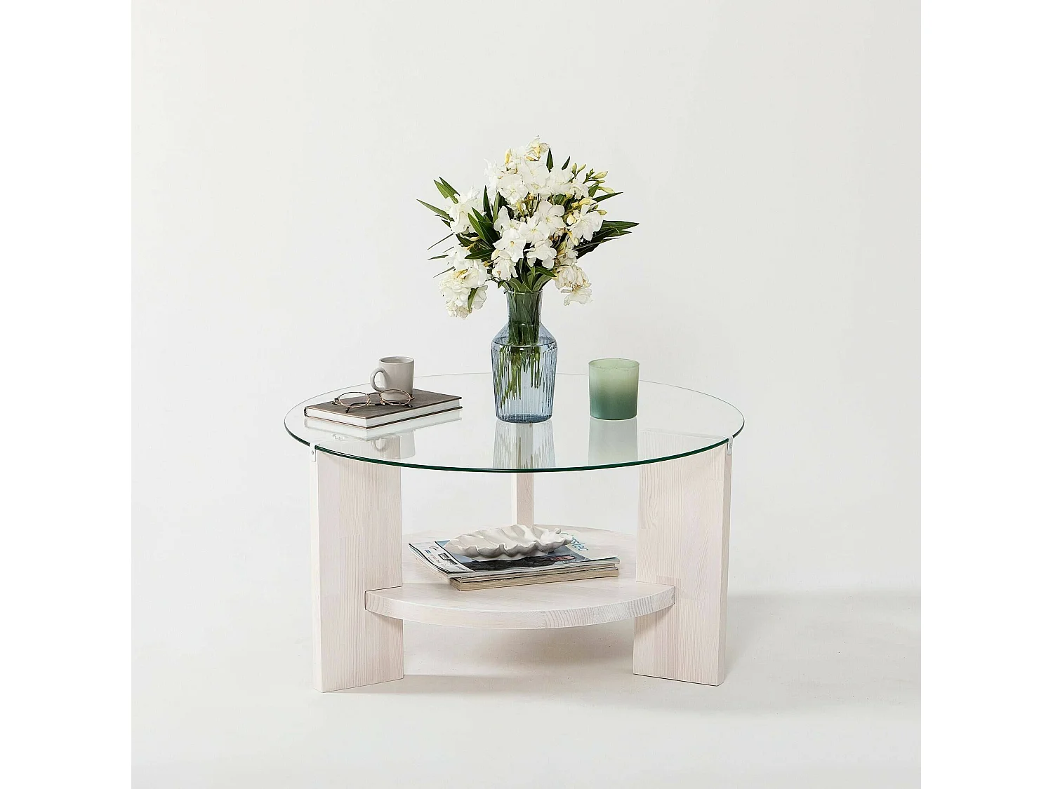 Dcaporal-kaaltafel, Koffietafeltafel, Soptafelhouder, plank, 75x75h40 cm, Wit