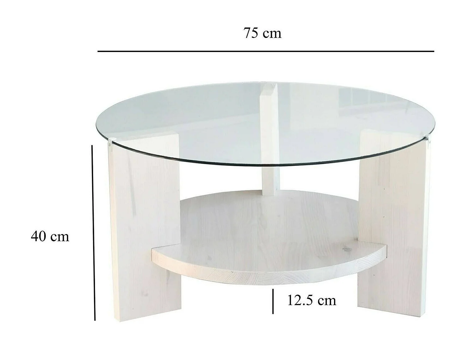 Table basse Alnitak, Table basse, Porte-revues pour canapé, Etagère de salon, 75x75h40 cm, Blanc