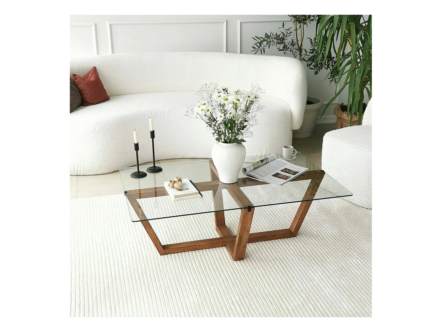 Daaboubo-safeltafel, koffietafel, banktafel, woonkamerplank, 105x65h35 cm, walnoot