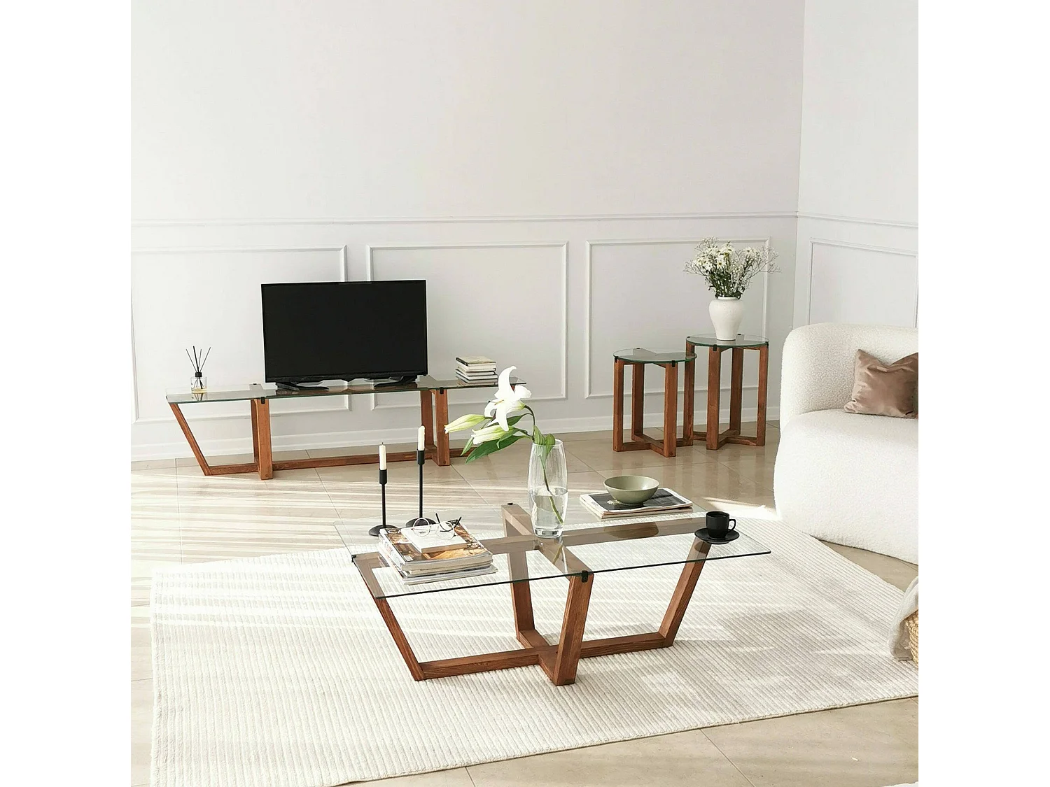 Daaboubo-safeltafel, koffietafel, banktafel, woonkamerplank, 105x65h35 cm, walnoot