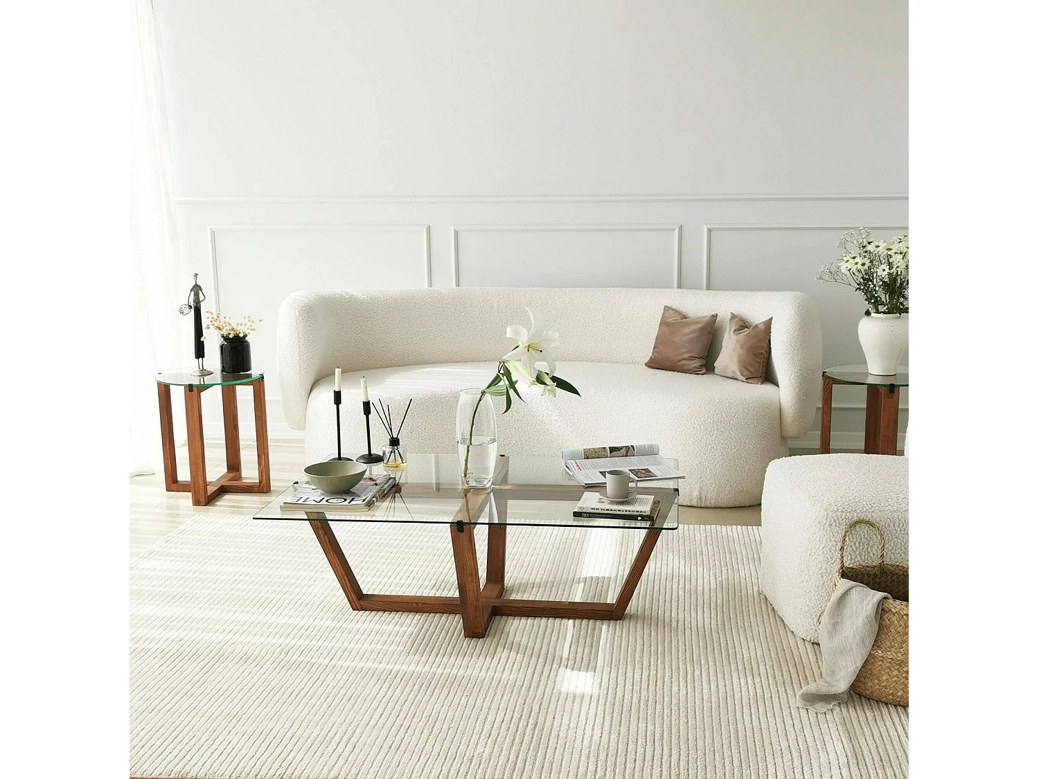 Table basse Vela, Table basse, Porte-revues pour canapé, Etagère de salon, 105x65h35 cm, Noyer