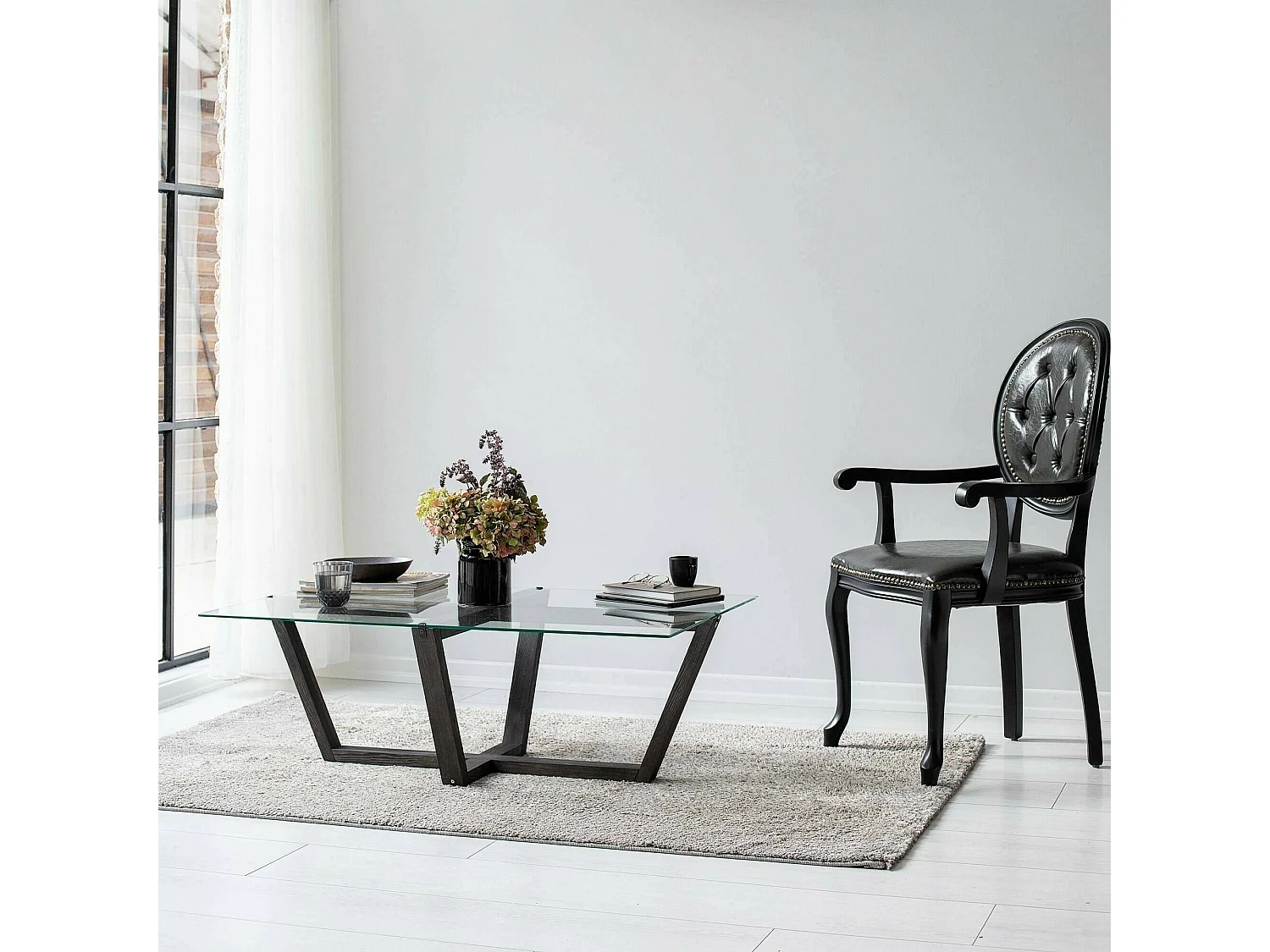 Table basse Vela, Table basse, Porte-revues pour canapé, Etagère de salon, 105x65h35 cm, Anthracite