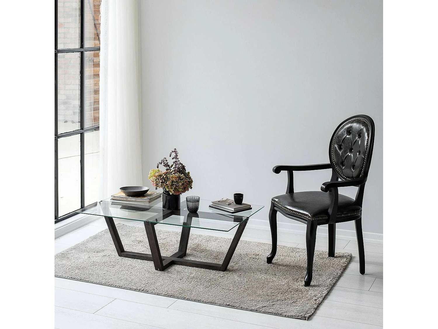 Table basse Vela, Table basse, Porte-revues pour canapé, Etagère de salon, 105x65h35 cm, Anthracite