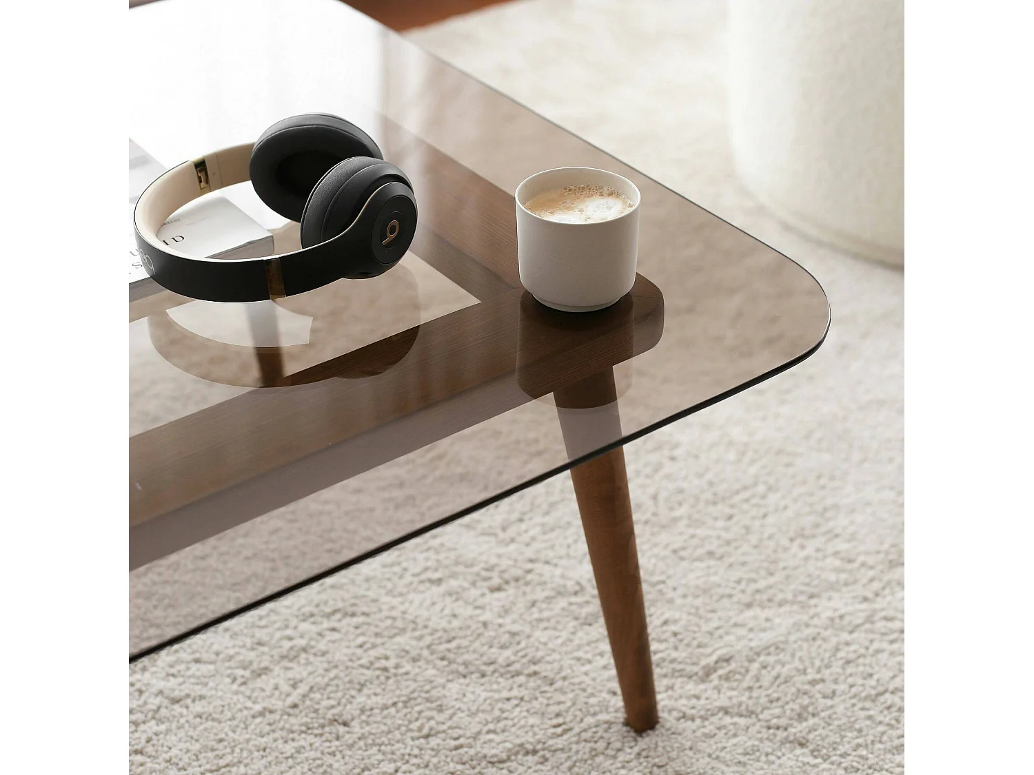 Dgagliol-safeeltafel, Koffietafel, Softafhouder, Aanrechtplank, 80x80h40 cm, Brons