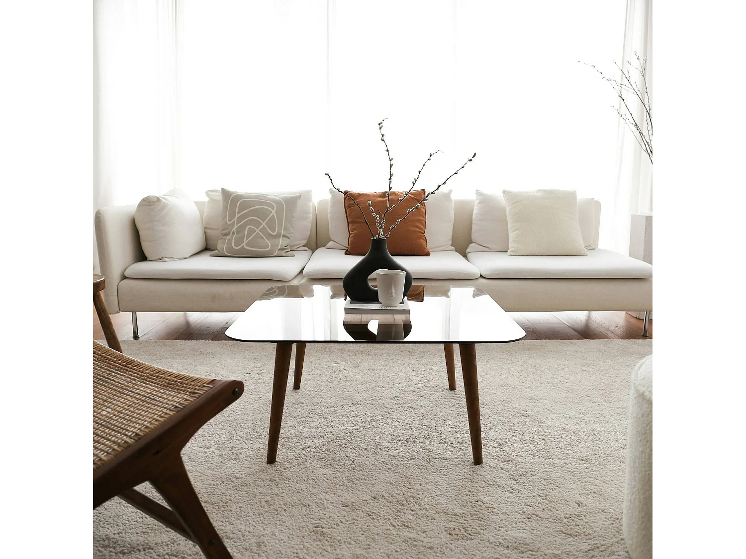 Table basse Auroria, Table basse, Porte-revues pour canapé, Etagère de salon, 80x80h40 cm, Bronze