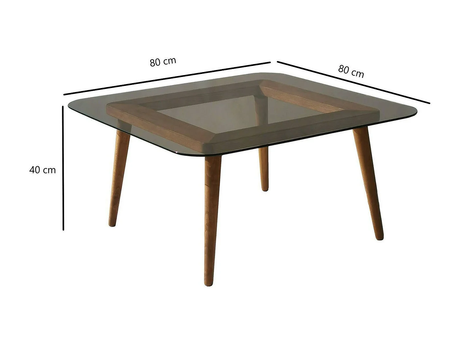 Wohnzimmertisch Dgagliol, Niedriger Wohnzimmertisch, Kaffeeregal, Couchtisch für Sofa, 80x80h40 cm, Bronze