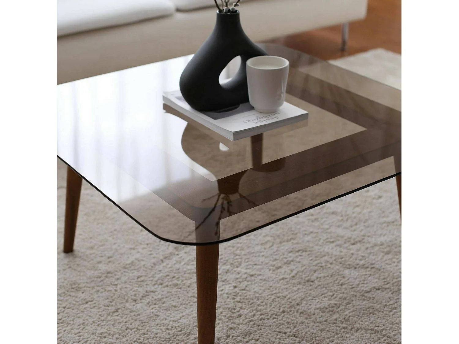 Wohnzimmertisch Dgagliol, Niedriger Wohnzimmertisch, Kaffeeregal, Couchtisch für Sofa, 80x80h40 cm, Bronze