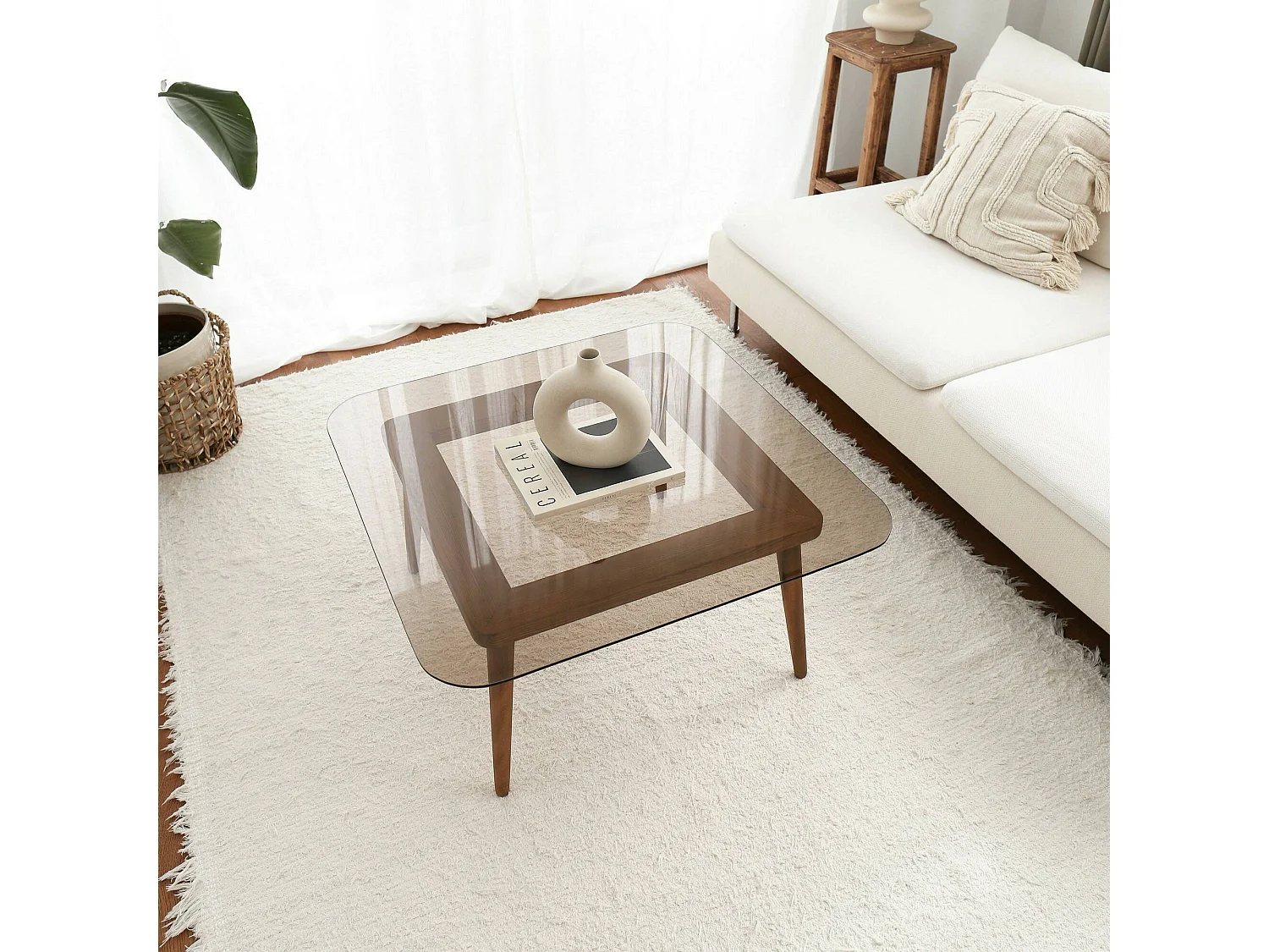 Wohnzimmertisch Dgagliol, Niedriger Wohnzimmertisch, Kaffeeregal, Couchtisch für Sofa, 80x80h40 cm, Bronze