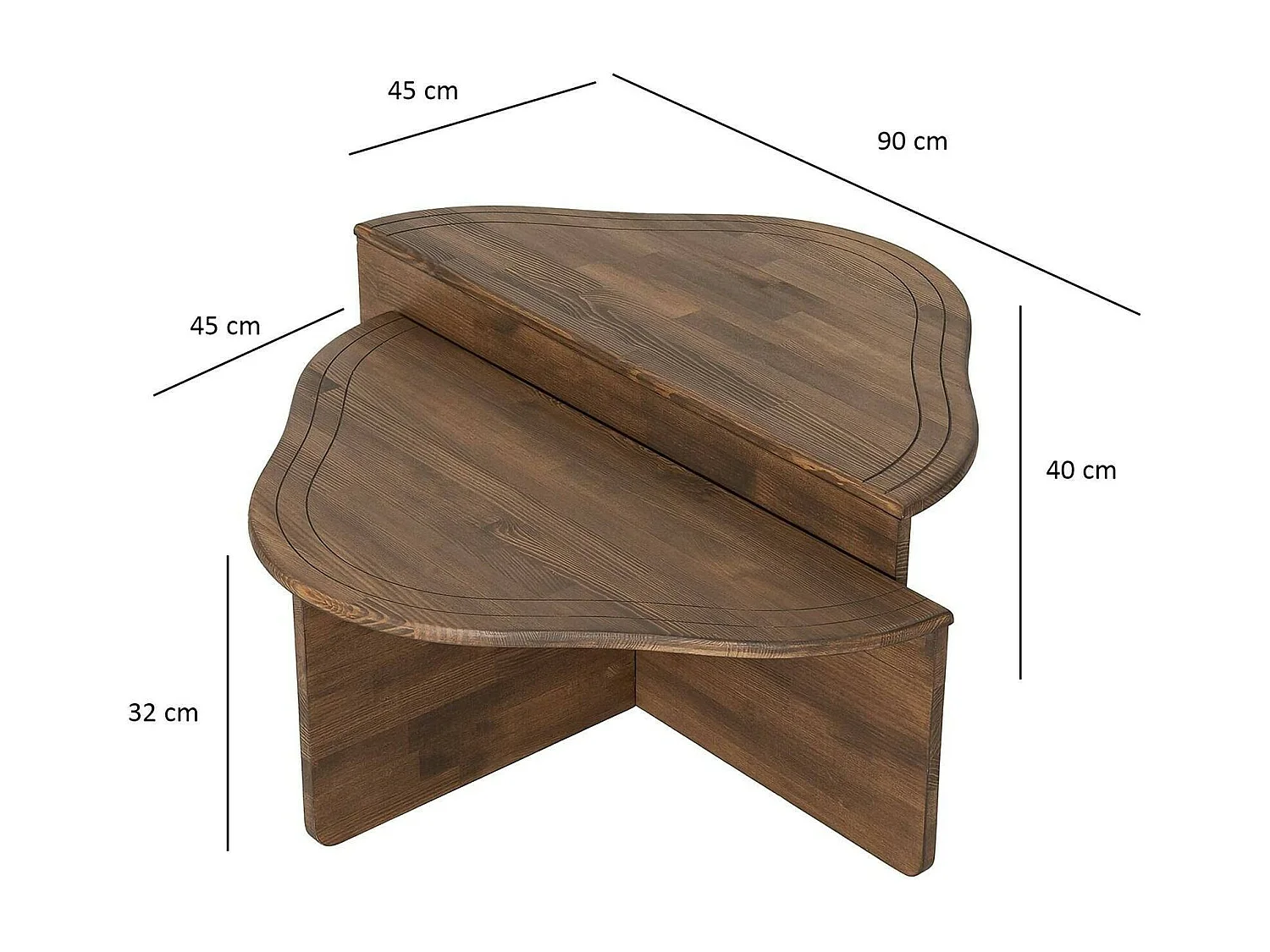 Dmelgrat-safel, koffietafel, banktafel, woonkamerplank, 90x90h40 cm, walnoot