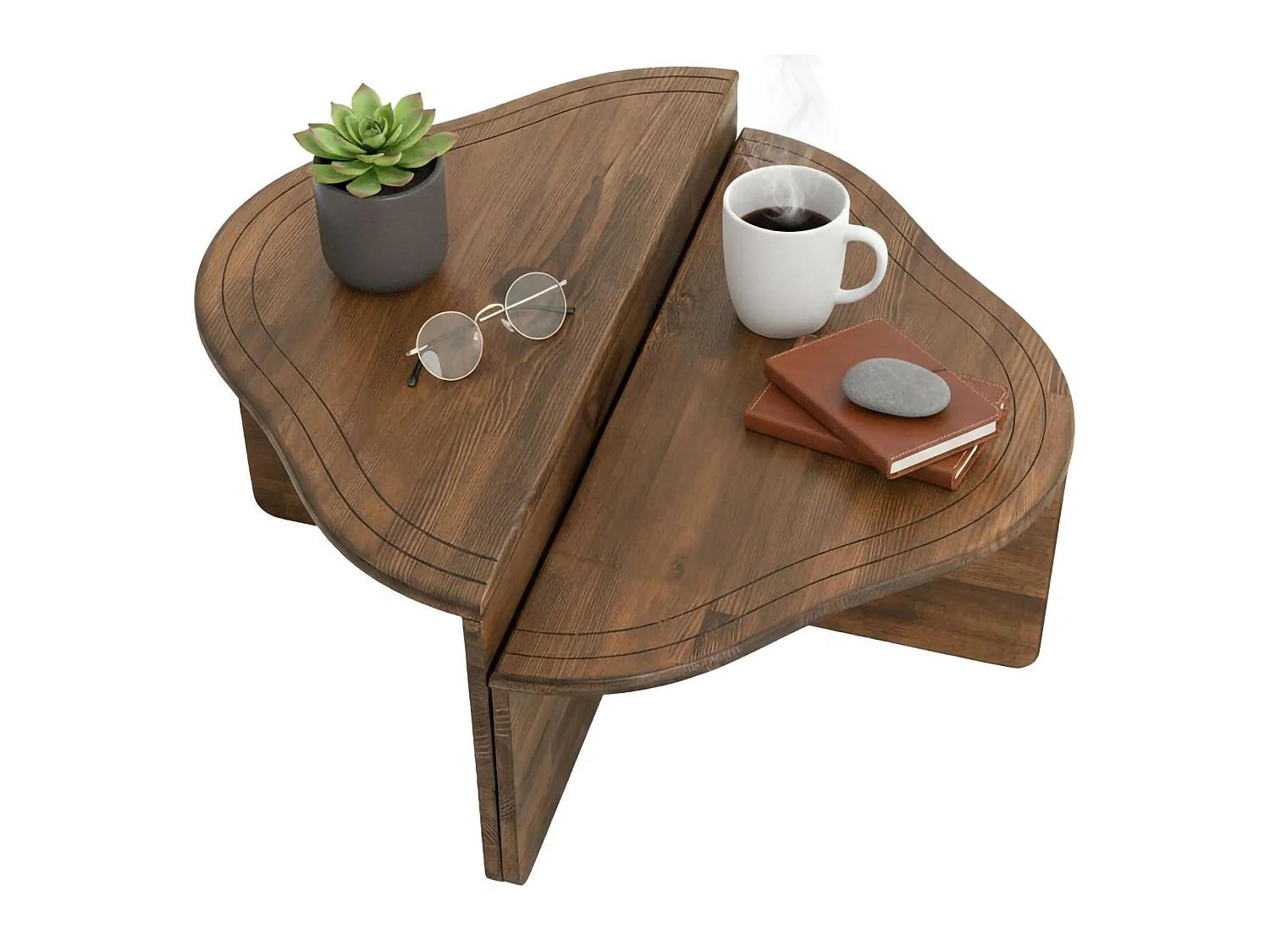 Table basse Juno, Table basse, Porte-revues pour canapé, Etagère de salon, 90x90h40 cm, Noyer