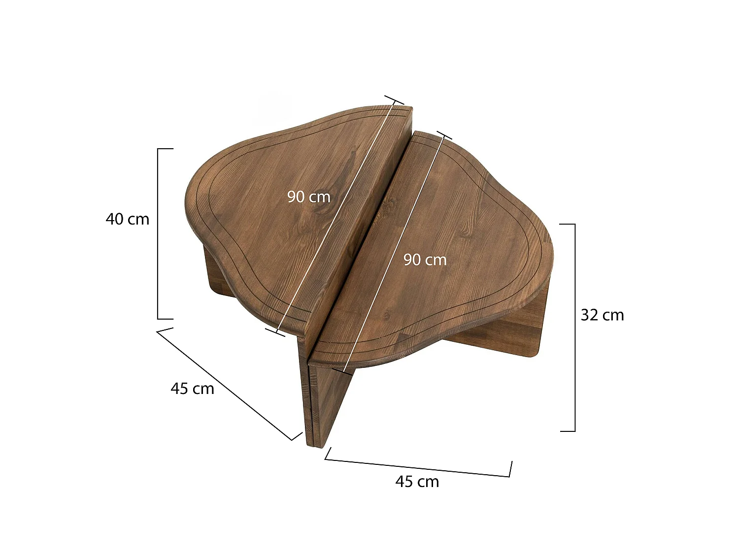 Table basse Juno, Table basse, Porte-revues pour canapé, Etagère de salon, 90x90h40 cm, Noyer