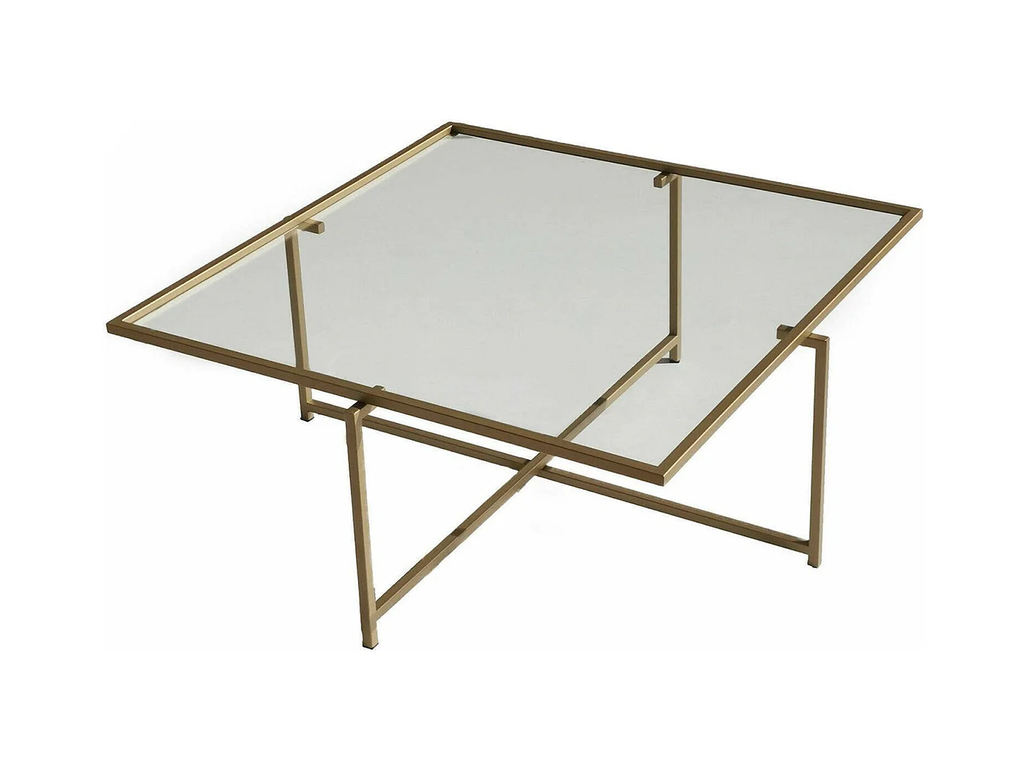 Table basse Dabih, Table basse, Porte-revues pour canapé, Etagère de salon, 85x85h35 cm, Or