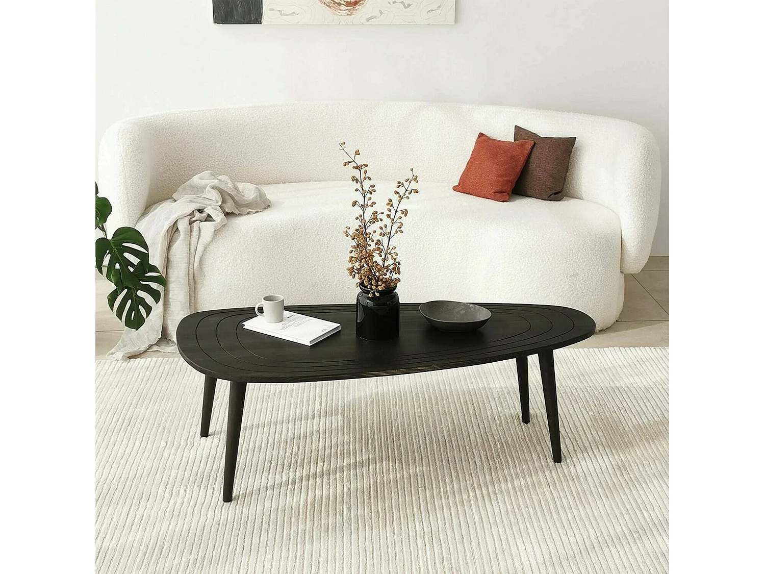 Mesa de sala de estar Dgalluzz, Mesa de café, Porta-revistas para sofá, Prateleira para sala de estar, 115x50h38 cm, Antracite