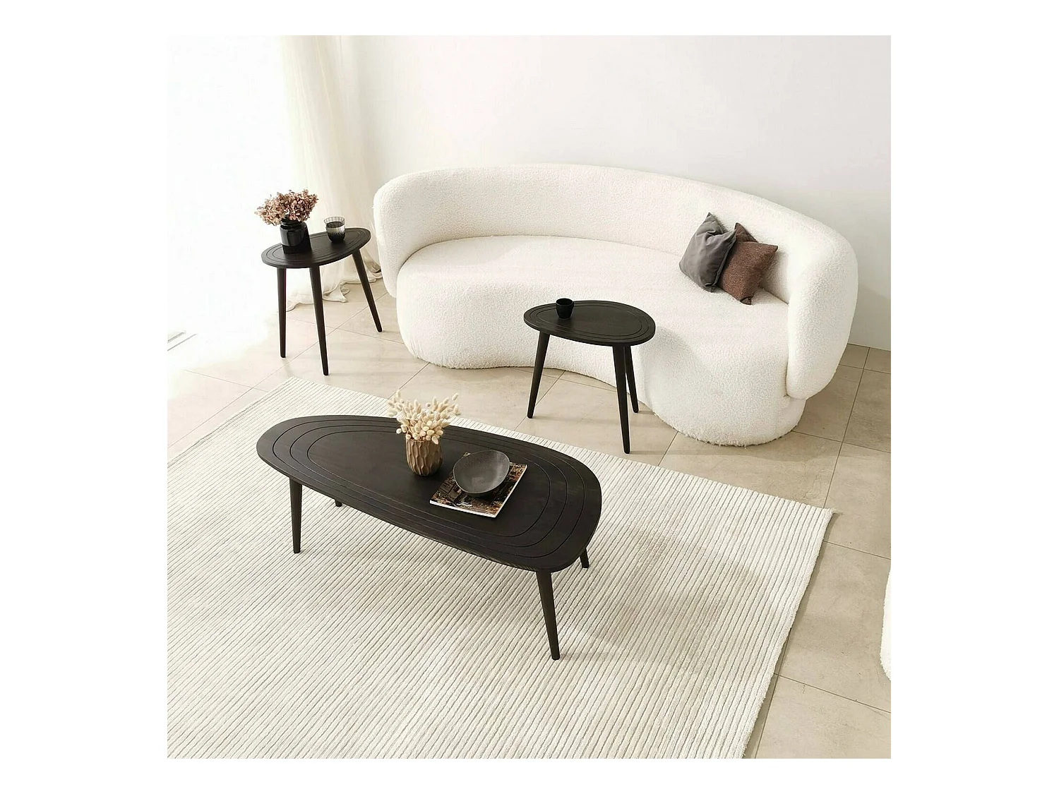 Table basse Beid, Table basse, Porte-revues pour canapé, Etagère de salon, 115x50h38 cm, Anthracite