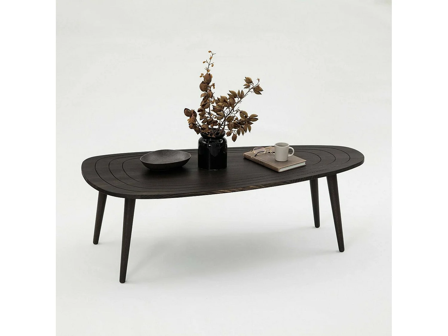 Table basse Beid, Table basse, Porte-revues pour canapé, Etagère de salon, 115x50h38 cm, Anthracite