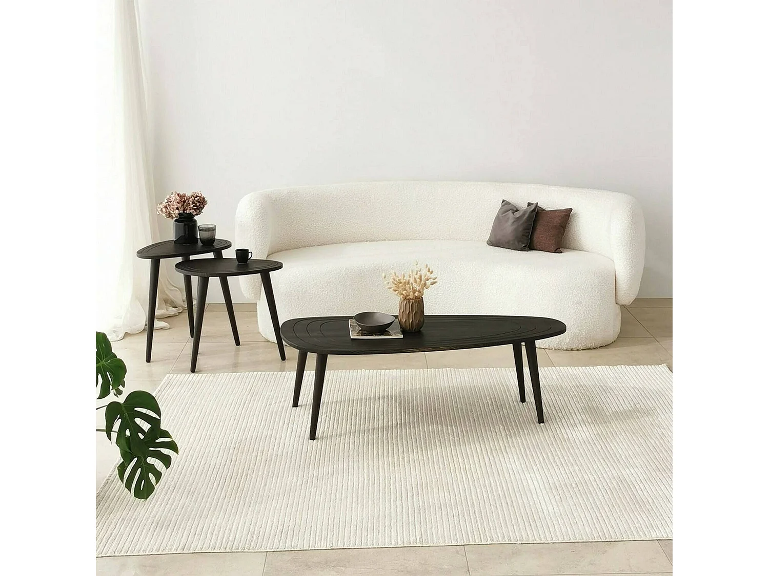 Table basse Beid, Table basse, Porte-revues pour canapé, Etagère de salon, 115x50h38 cm, Anthracite